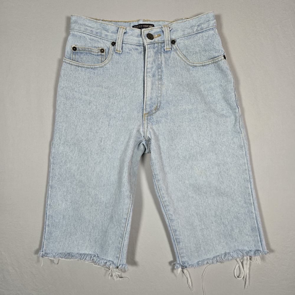Vintage 90s Guess Men's Denim Cutoff Shorts Frayed Hem Tag Size 28 (Measures 26)